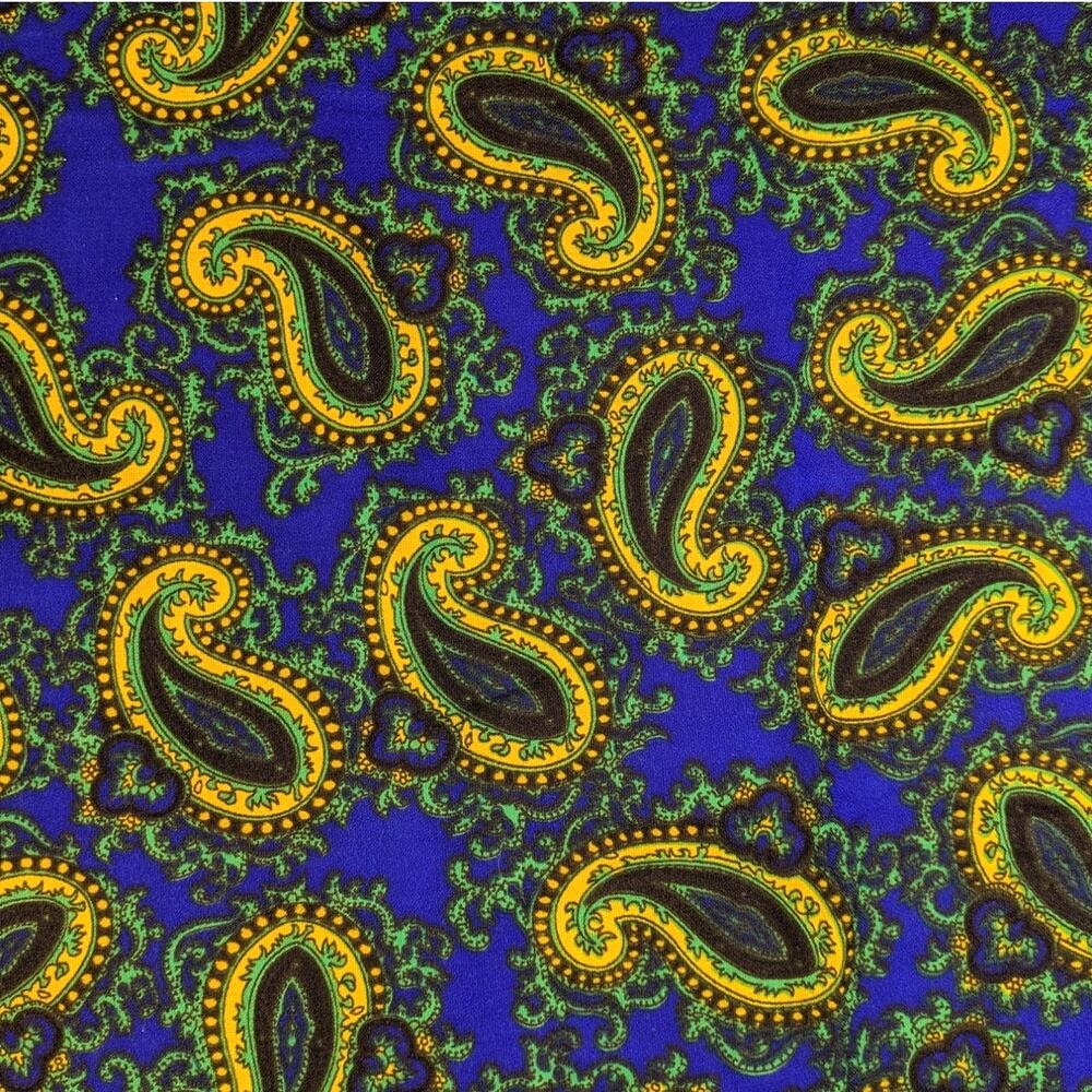 NWT 2 Yds Retro Vintage 1970s Groovy HIPPIE PAISLEY FABRIC Orlon Acrylic Challis
